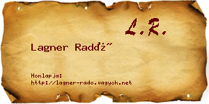 Lagner Radó névjegykártya